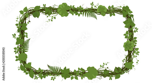 Decorative green leafy border frame for design projects