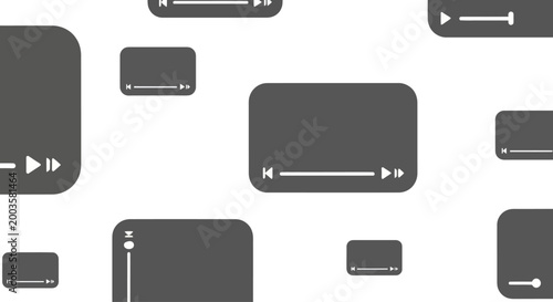 Modern Video Player Interface Icons Seamless Pattern