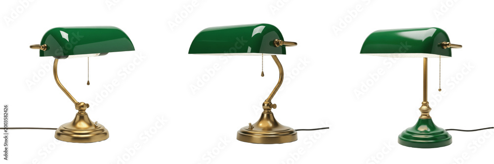 Fototapeta premium Set and collection of green desk lamp isolated on white transparent png background