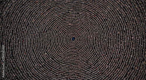 Concentric Circles of Small Brown Beads Forming a Detailed Pattern