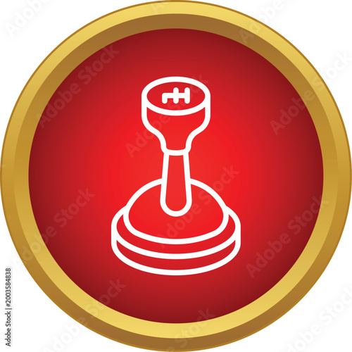 Manual gear shift stick on a red background