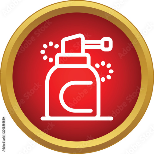 Throat spray bottle icon delivering medicine for sore throat