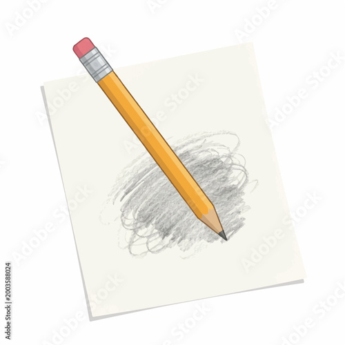 Sketch of a Pencil Drawing on a White Paper Sheet for Artistic Creation.