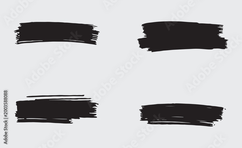 Black hand drawn textured ink brush strokes