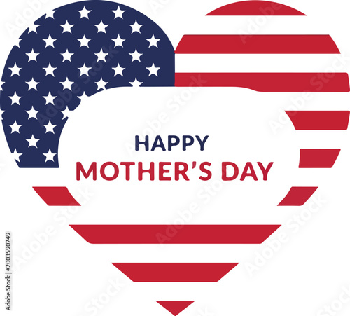 Mother’s Day USA Vector Art Template with heart shape
