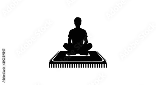 Man sitting in meditation on a yoga mat.