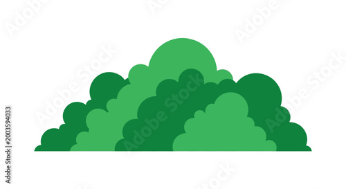 Green Bush Silhouette, Stylized Nature Element