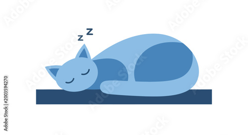 Cute Blue Cat Sleeping Soundly on a Dark Surface, Peaceful Rest