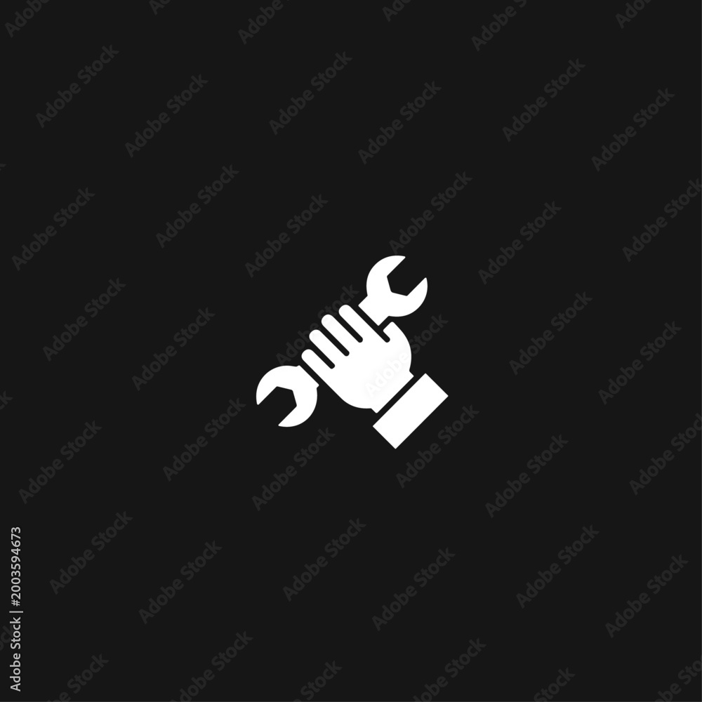 Obraz premium Hand with wrench logo icon flat vector design
