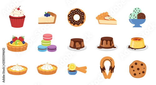 Assorted baked goods and desserts illustration