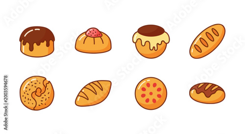Assorted baked goods illustration