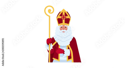 Saint Nicholas cartoon character with staff
