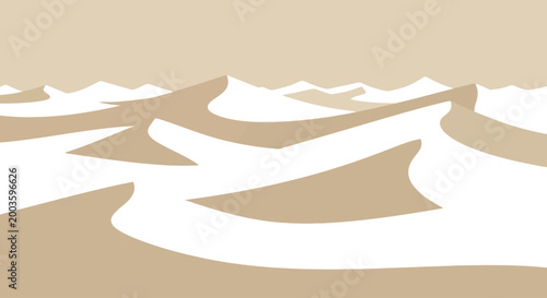 Abstract Desert Dunes Landscape, Minimalist Sand Waves, Beige and White