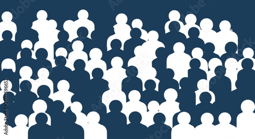 Diverse Crowd Silhouette Group People Abstract Blue Background