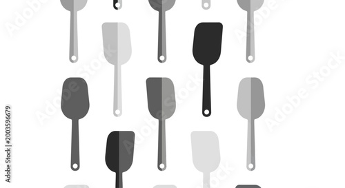 Seamless Pattern of Silicone Spatulas in Various Gray Tones