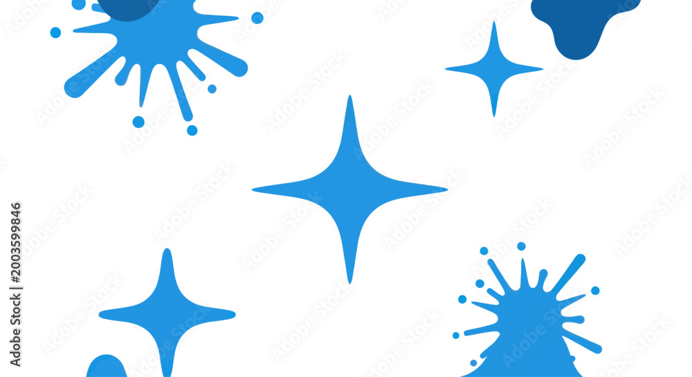Obraz premium Blue Splatter and Sparkle Elements Set