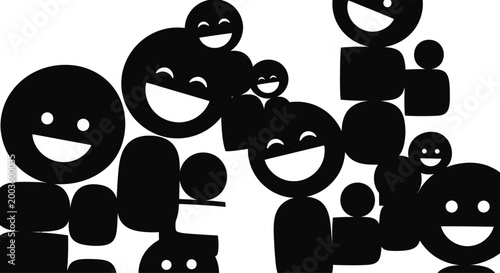 Joyful Abstract Faces Montage: Diverse Emotions and Community Celebration