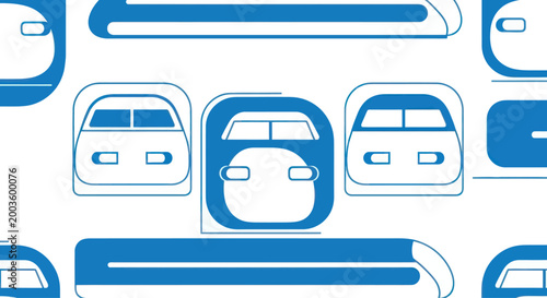 Modern high-speed train pattern seamless blue and white graphic design