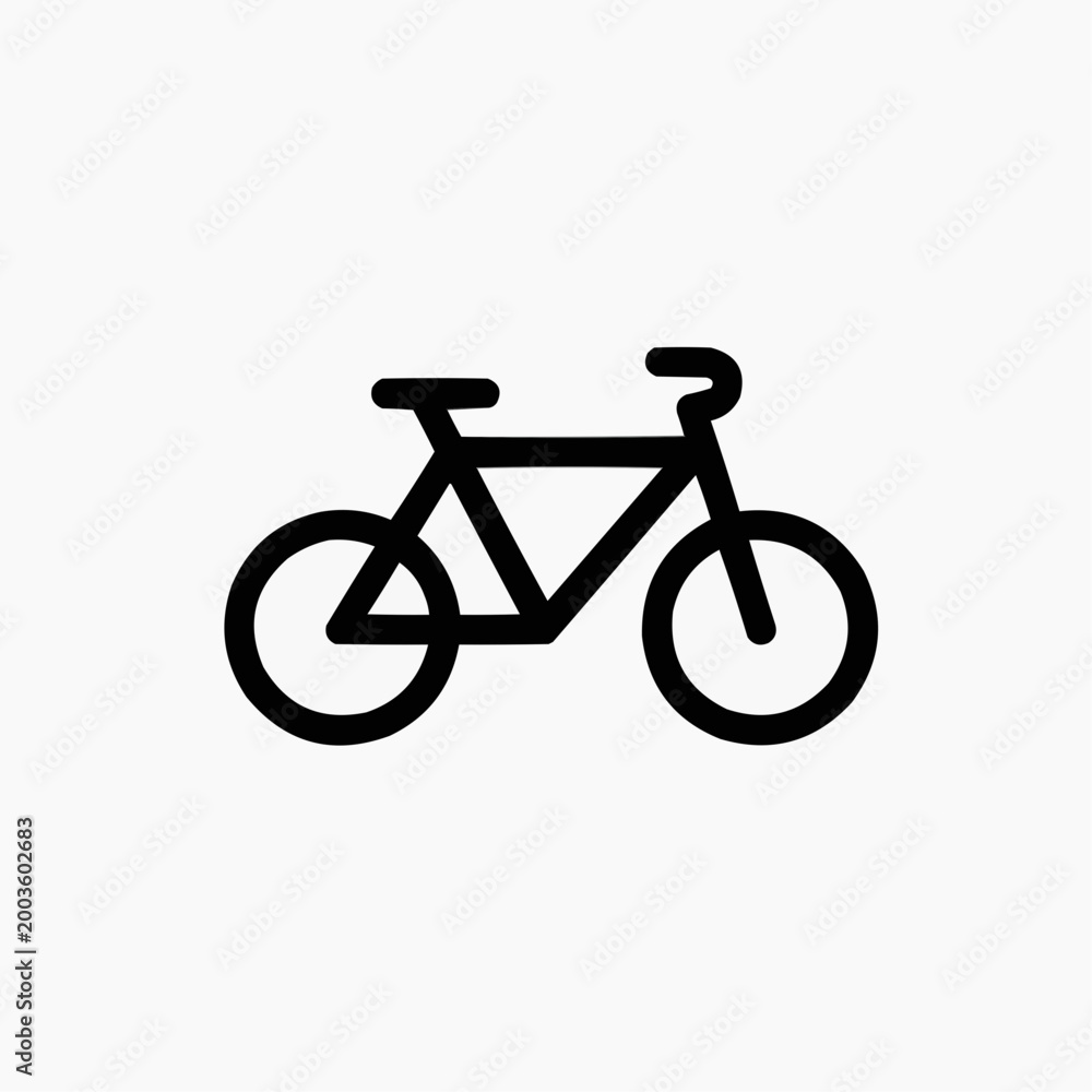 Obraz premium Vetor: A minimal black bicycle icon representing eco-friendly transportation and active lifestyle. The bicycle is simple and elegant