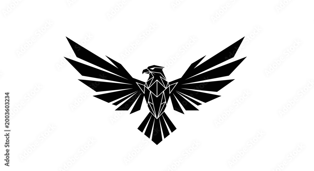 Fototapeta premium Black Bird in Flight Silhouette Graphic.
