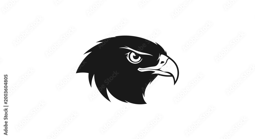 Fototapeta premium Black silhouette of eagle head.