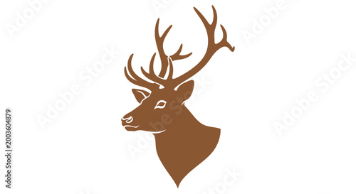 Foto Brown Deer Head with Antlers Side.