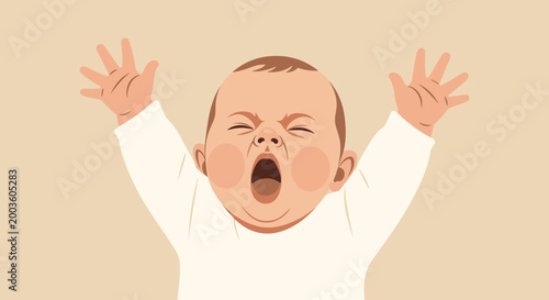 Bilde på lerret Crying baby with arms up.