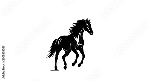 Black Horse Running Free Silhouette.