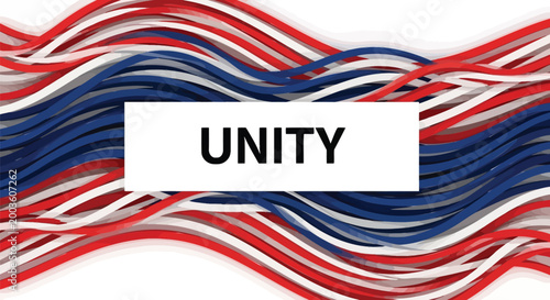 Waves of Red, White, and Blue Intertwine Symbolizing Unity and National Pride, Representing Collaboration and Harmony