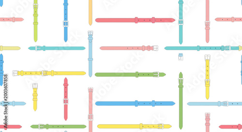 Colorful Watch Straps Seamless Pattern on White Background