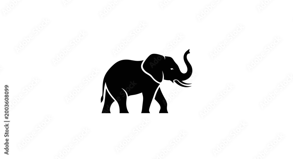 Obraz premium Black silhouette of an elephant.