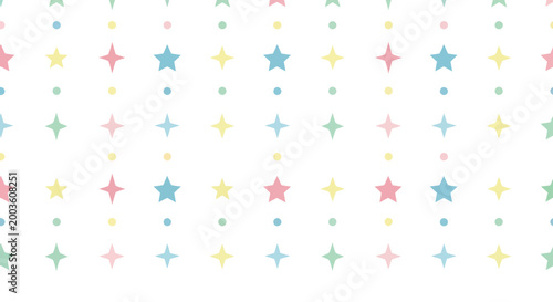 Cute Pastel Stars and Dots Seamless Pattern Background