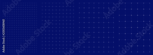 Blueprint grid set dotted axis geometry, four scale variations. Wide medium dense micro spacing comparison, engineering layouts dashboards notebook pages interface planning systems technology graphics