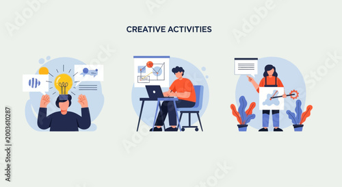 Creative activities: brainstorming, design, and presentation