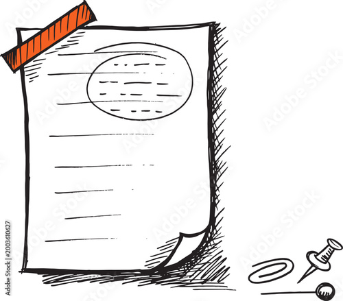 sketch note papers with pushpins.