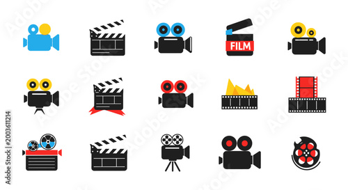 Collection of film and movie icons.