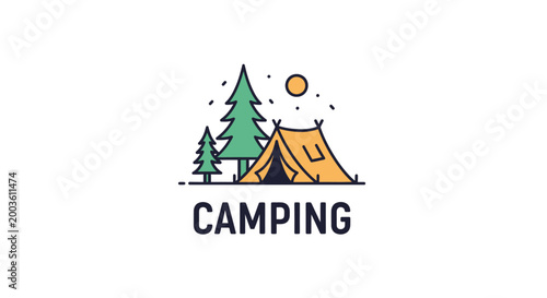 Camping outdoors recreational activity logo.