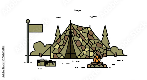 Camping Tent with Stone Pattern.