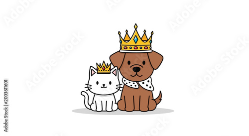Crown wearing dog and cat friends.