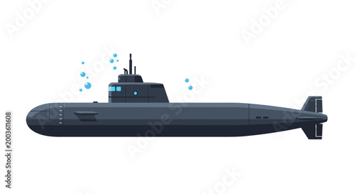 Dark Navy Submarine Underwater Vessel.