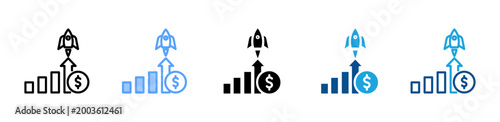 Konstfotografi Growth web icon with multiple style collection