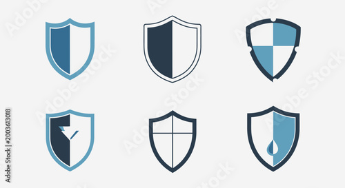 Free Download Set of Minimalist Shield Icons for Cybersecurity and Protection Concepts - GFXLoad