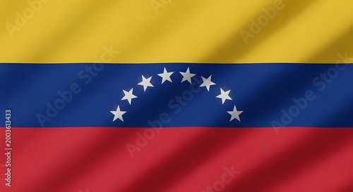 Free Download Venezuela's flag proudly waving with a beautiful star arc design. The design includes yellow, blue and red - GFXLoad