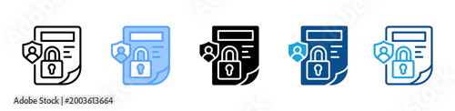 Data Privacy web icon with multiple style collection
