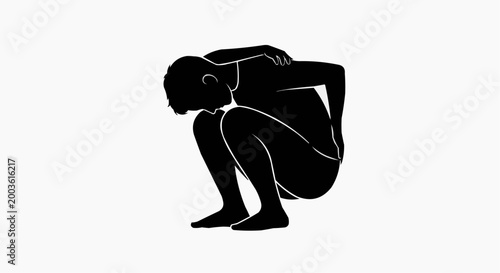 Person Crouched Under Invisible Weight Burnout and Emotional Exhaustion Concept White Background