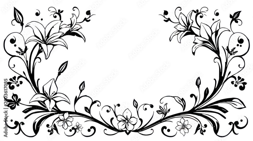 Obraz premium Floral Glowing Frame Border Design on Transparent Background for Elegant Decorative Artwork