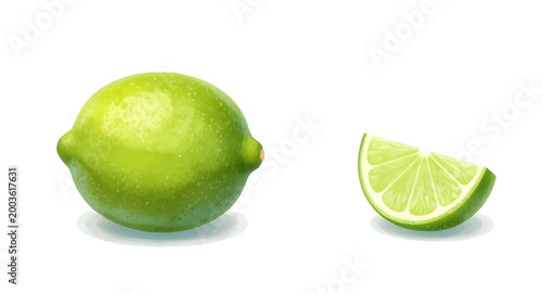 lime, green, fruit, citrus, fresh, juicy, sour, slice, food, organic, healthy, natural, tropical, peel, isolated, vector, fresh