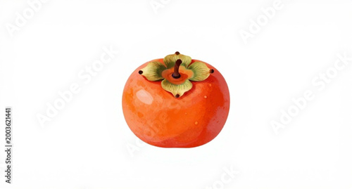 Fotografi persimmon fruit illustration, diospyros kaki fruit, japanese persimmon design, o