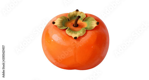 Billede på lærred persimmon fruit illustration, diospyros kaki fruit, japanese persimmon design, o