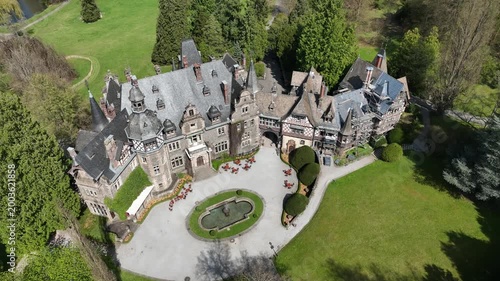Aerial view of Rauischholzhausen Castle, Rauischholzhausen, Ebsdorfergrund district, Hesse, Germany